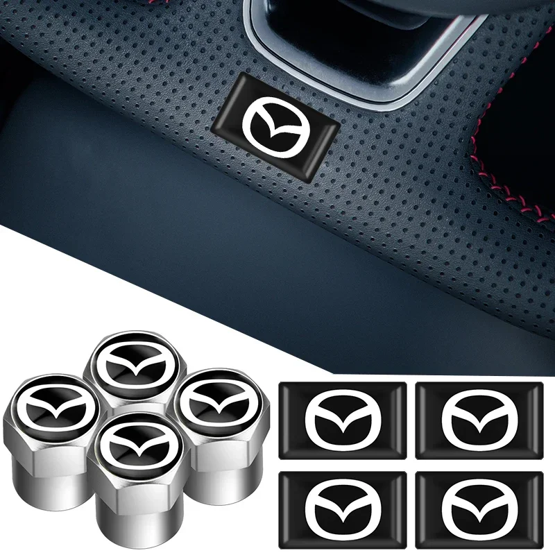 

Auto Wheel Tire Valve Stem Caps Cover & 3D Epoxy Car interior Decorative Stickers For Mazda 3 6 Atenza Axela Demio CX3 CX5 MP MS