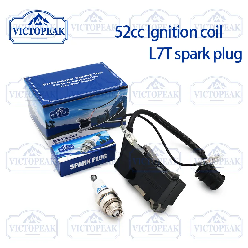 Victopeak 5200 Chainsaw Ignition Coil with L7T Spark Plug Replacement Parts Spark Module Brush Cutter Garden Tool Accessories