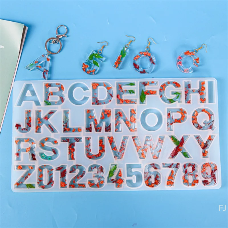 

[YU]Crystal Epoxy Resin Mold Alphabet Letter Number Pendant Casting Silicone Crafts
