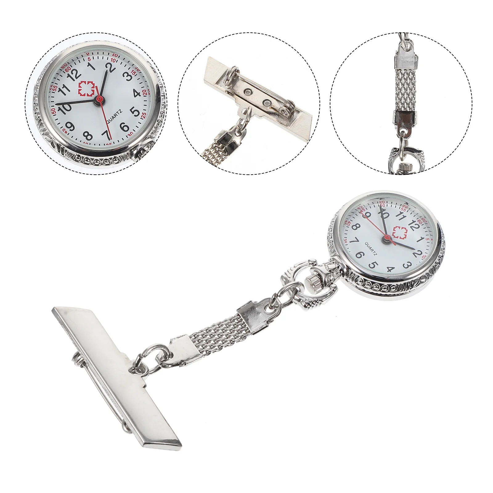 1Pcs Women Nurse Watch Stylish Alloy Construction Clip-on Design Larger Dial for Clear Reading Perfect for Medical Fields