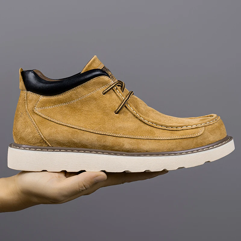 

Модные мужские ботинки из натуральной свиной кожи, рабочие ботинки в стиле ретро, средней высоты, больших размеров, весенняя новинка, с кожаной строчкой