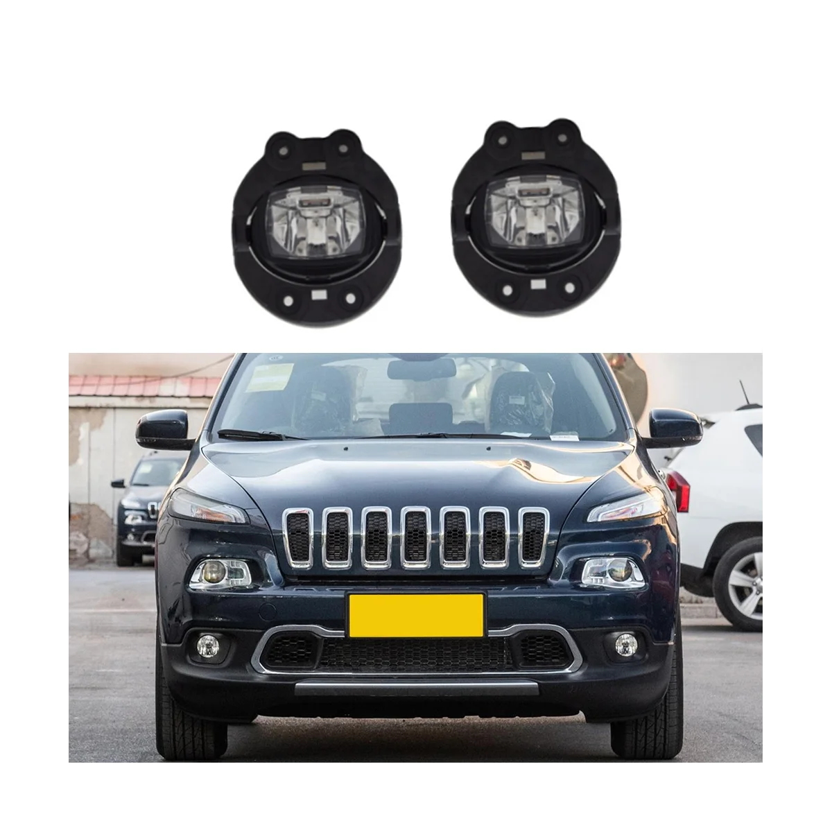 1Pair LED Fog Light Front Bumper Fog Lamp Headlights for Jeep Cherokee 2019-2023 68410368AB 53455436 68466265AA