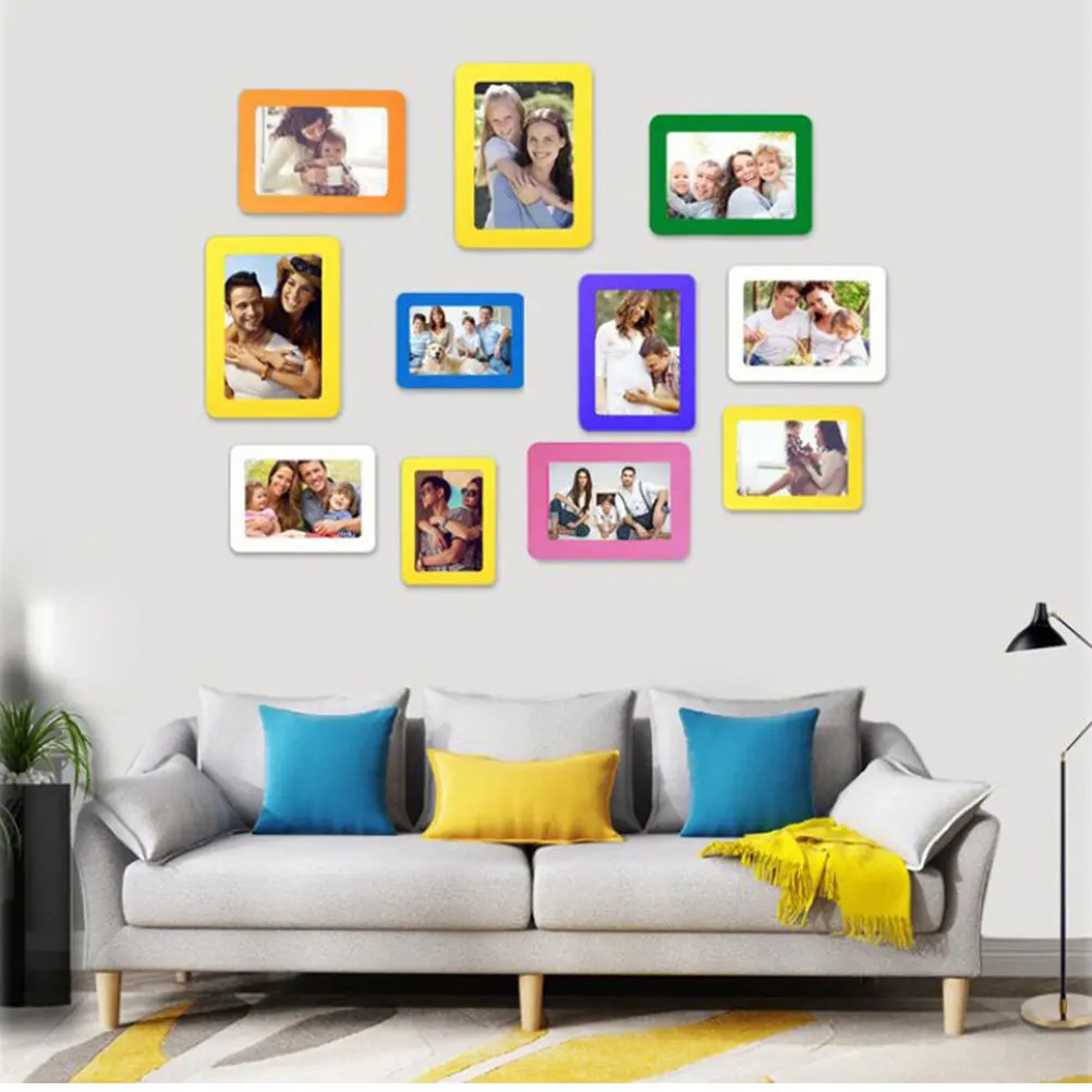 6Pcs Photo Frame Stickers Picture Holders for Refrigerator Wall Decorative Home Office Memory Display