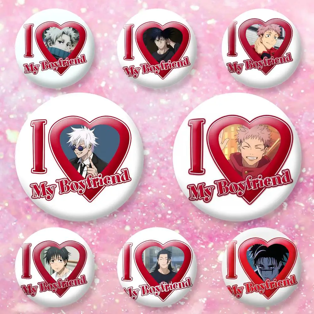 

I Love My Boyfriend Anime Figure Gojo Button Pins Backpack Clothing Decor Brooch Badge Jewelry Gifts for Kids
