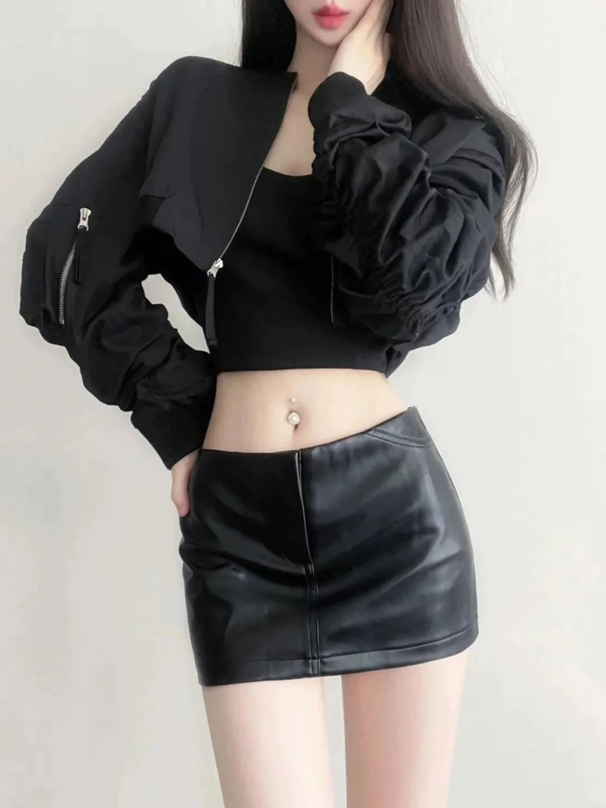 

Сексуальная юбка из искусственной кожи с низкой талией, облегающая, женская, новый стиль, короткая юбка, не просвечивающая, А-силуэт, длинная юбка, однотонная, для повседневной носки