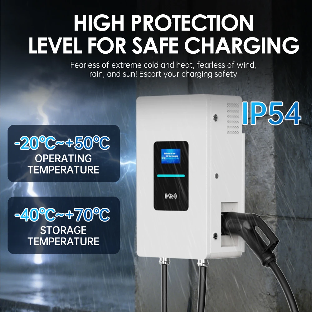 RSCHG New CCS2 30KW IP54 DC Wall Box EV Charger with 75A Output Single 4.3-inch Touch Screen OCPP1.6