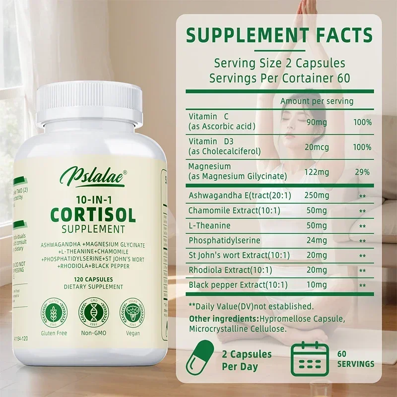 Cortisol Supplements - Balances Cortisol Response, Reduces Stress and Anxiety, For Deep Sleep, Improves Focus, Energy Levels