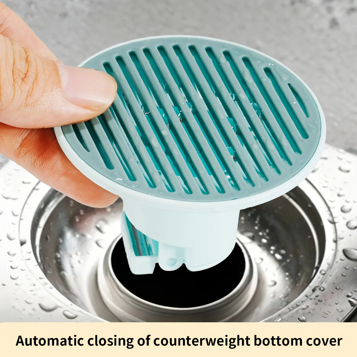 7cm/2.76in Anti‑Odor Shower Floor Drain Cover, Auto Open‑Close Drain Core with Filter, Anti‑Clog forShower Kitchen Balcony Sewer
