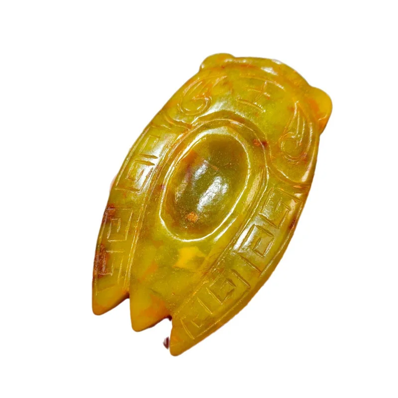 

Natural Stone Vintage Craft Xiu Jade Carving Jadeite Cicada Inkstone Roaring Success Pendant Zodiac Round Plate Ornaments Carvin