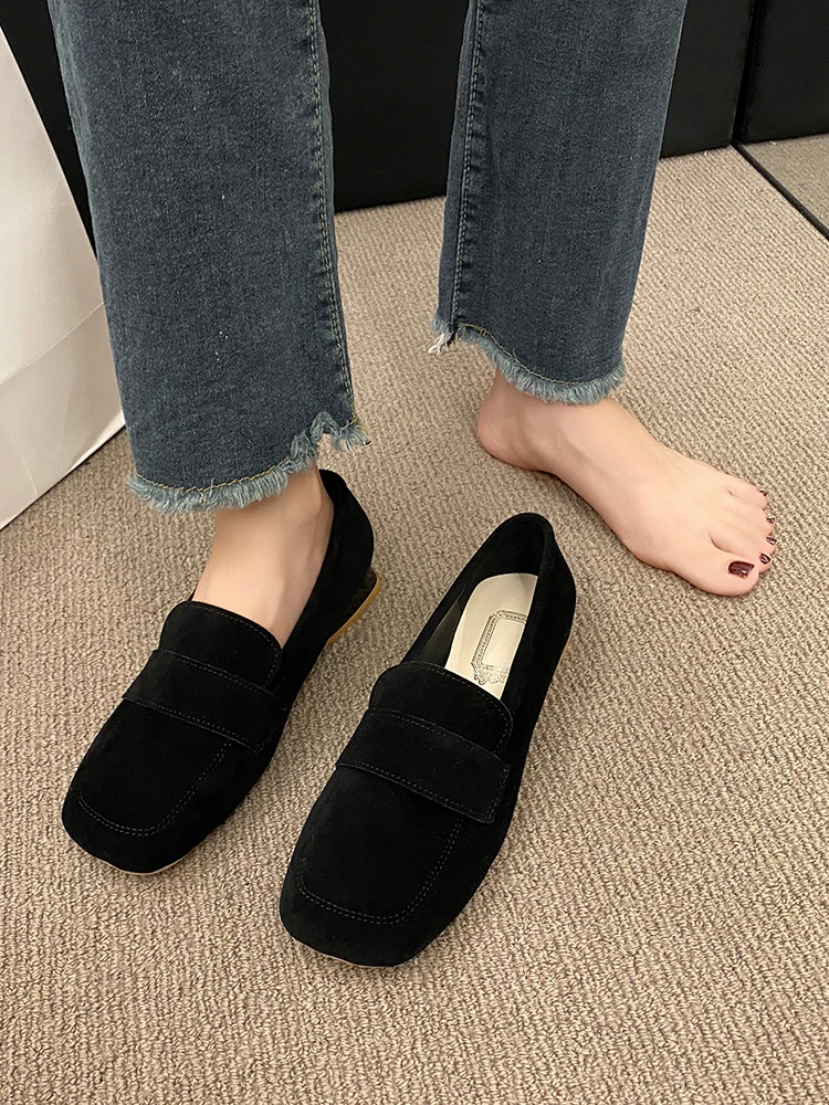 Slip On Shoes For Women Square Toe Female Footwear Shallow Mouth Slip-on Comfortable Dress New Moccasin Slip-On PU Rome Rubber O