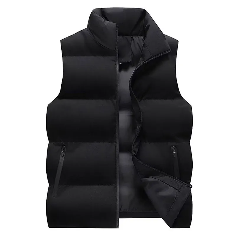 Мужской пуховый жилет с воротником-стойкой, повседневная свободная верхняя одежда, осенне-зимняя рабочая одежда, модная молодежная одежда на молнии