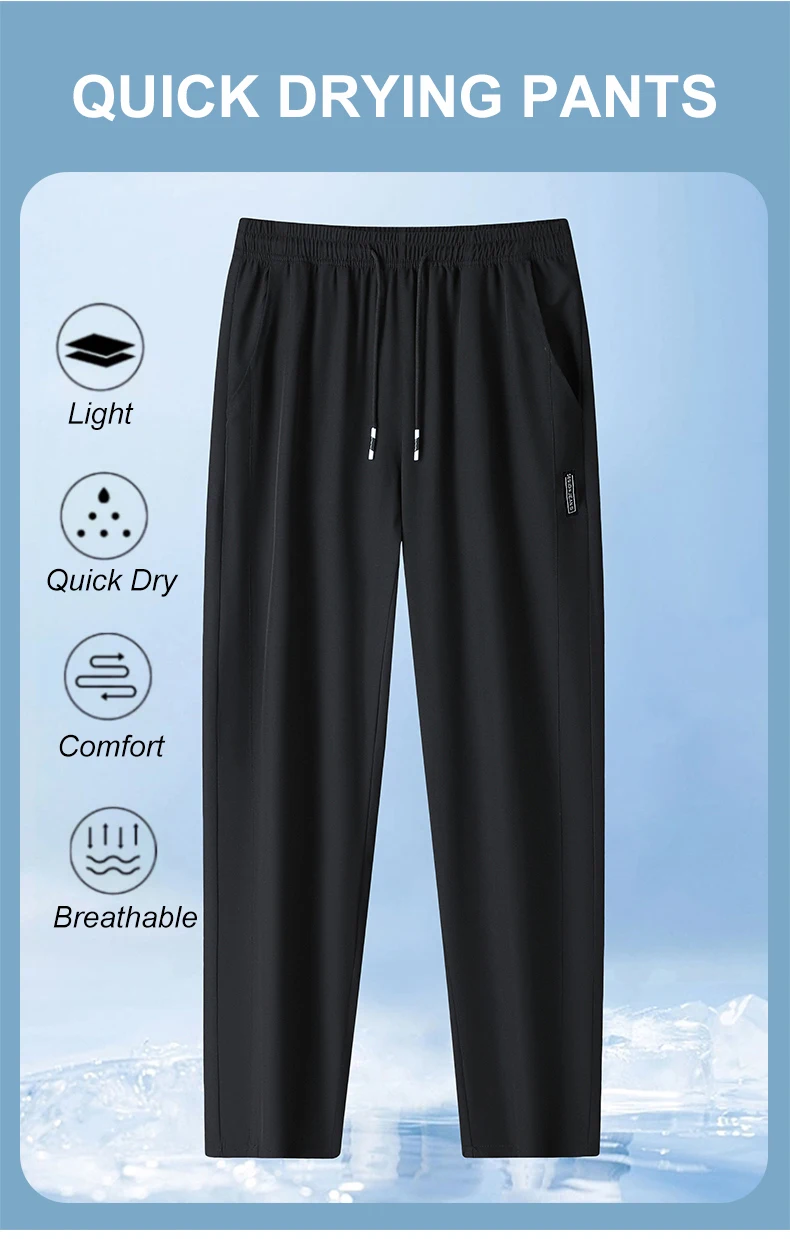 Laufhose, kühlende Sommerhose aus Eisseide, weiche, dehnbare Hose, lockere, lässige, schnell trocknende Workout-UV-Schutz, leichte Hose – Detail 2