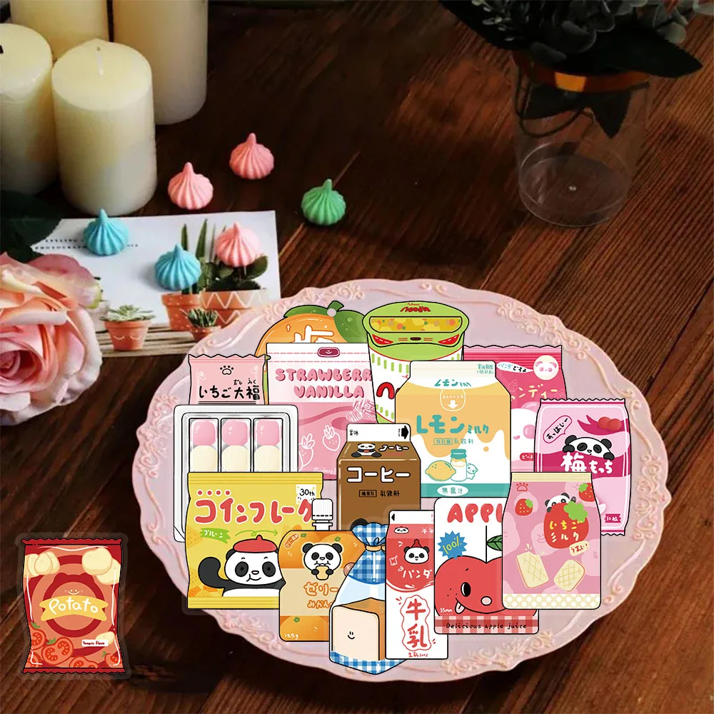 50 sztuk naklejek na żywność do sklepów z przekąskami odpowiednich do telefonów komórkowych, artykułów papierniczych, lodówek, albumów do scrapbookingu, talerzy imprezowych.