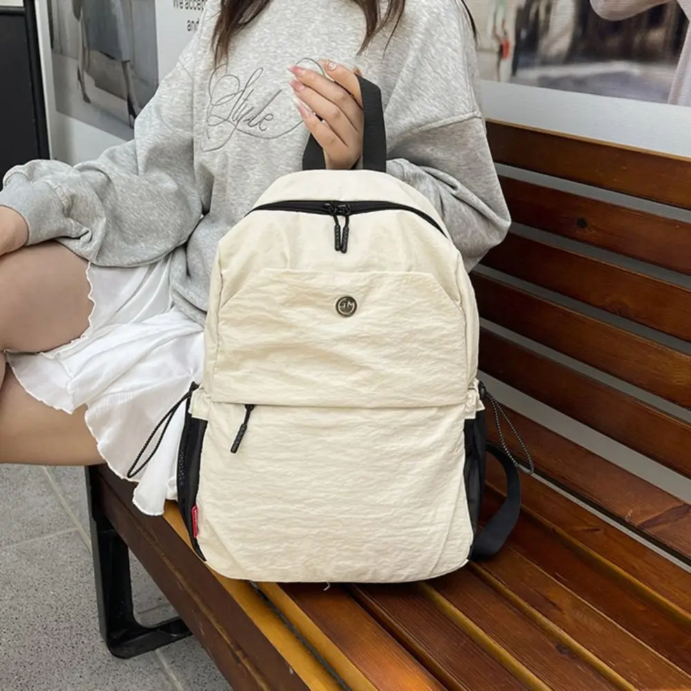 

Simple Small Pack Sport Nylon Backpack Korean Style Solid Color Solid Color Shoulder Bag Handbag Retro Backpack Lady