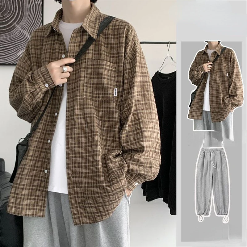 

Summer 2 Piece Sets Linen Shirt Men Fashion Social Mens Dress Shirt Korean Loose Long Sleeve Shirt Mens Oversized Suits V55