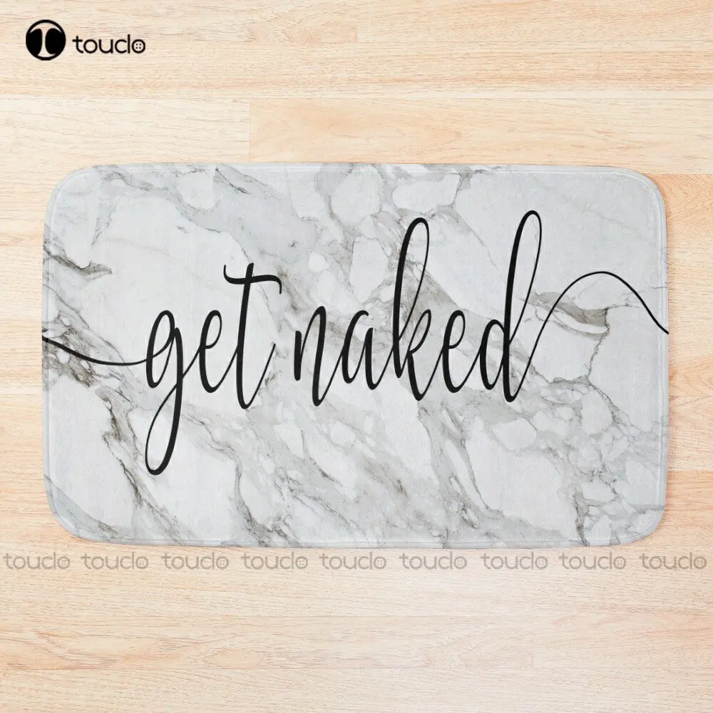 Get Naked Grey Marble Minimalist Design Bath Mat Personalized Bathroom Mats