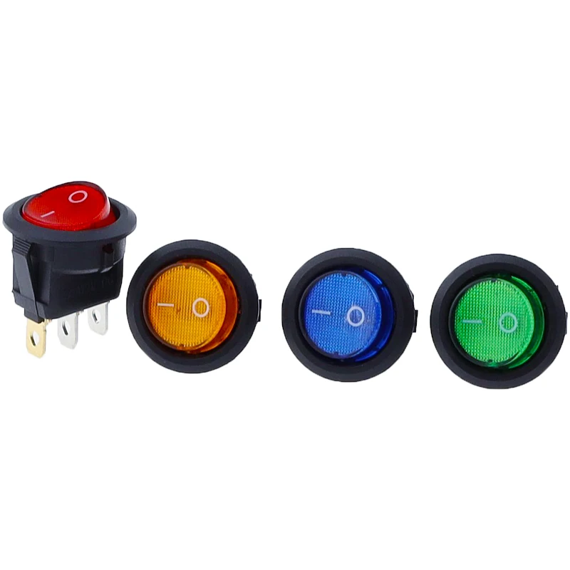 1pcs 20mm KCD1 Led Switch 12V 220V Light Power Switch Car Button Lights ON/OFF 3pin Round Rocker Switch