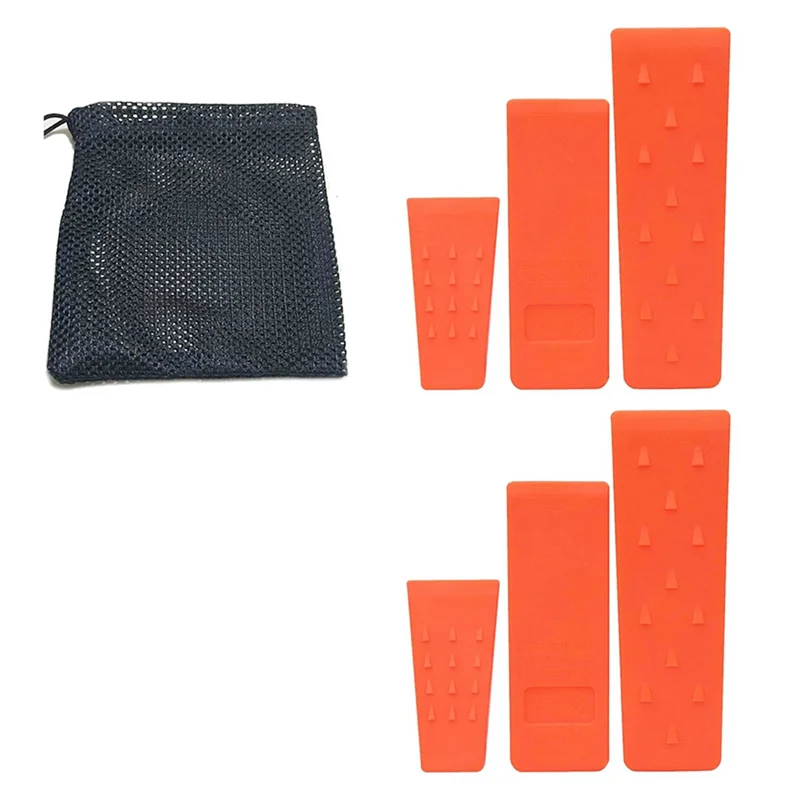 

AA76-6 Pc Tree Felling Wedges With Spikes For Safe Tree Cutting-2 Each Of 10 Inch,8 Inch And 6 Inch Wedges With Storage Bag