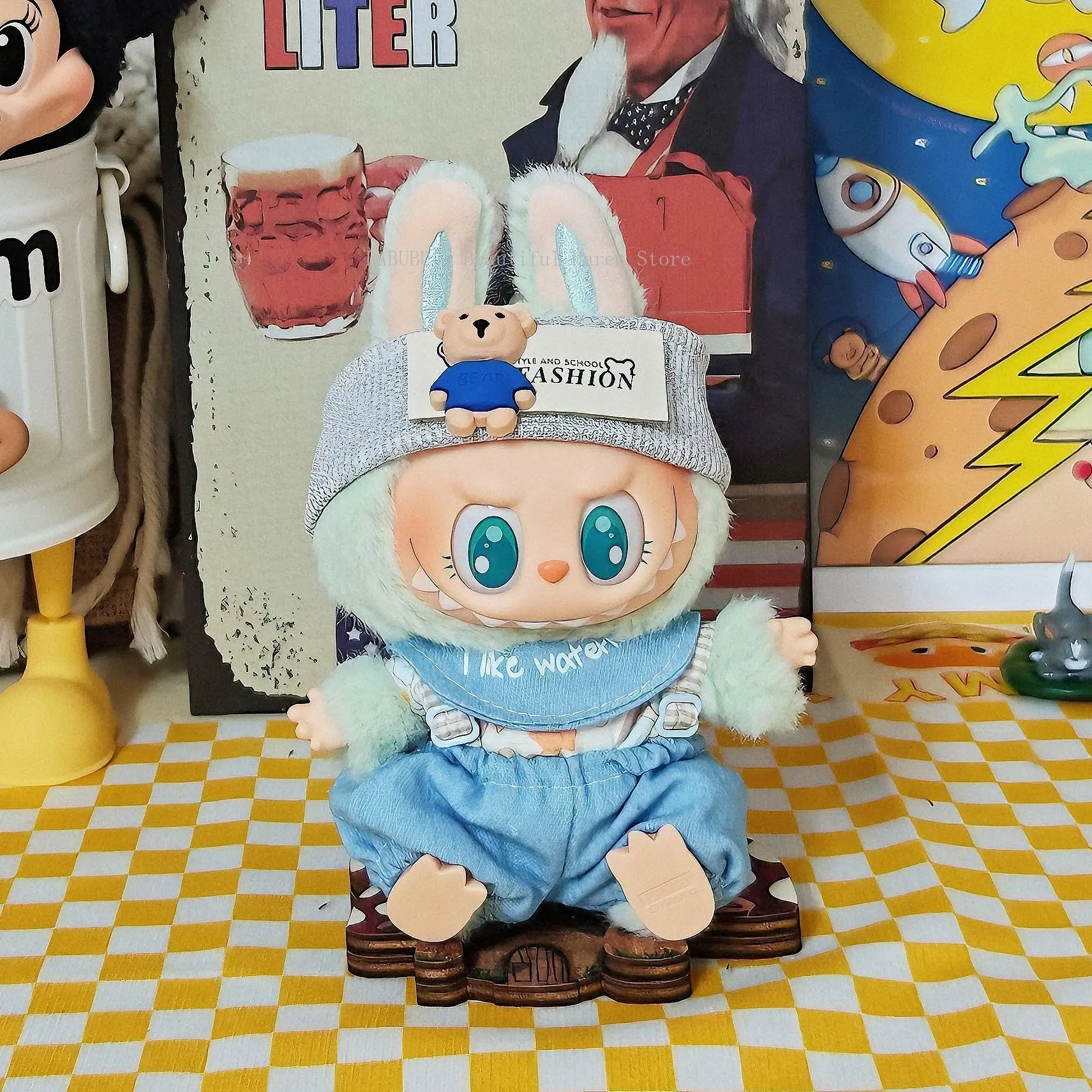 

original 17cm labubu clothes outfit Plush doll clothes Macaron Cute Clothing DIY Kid Gift Clothe Hair accessories v1v2 clothes
