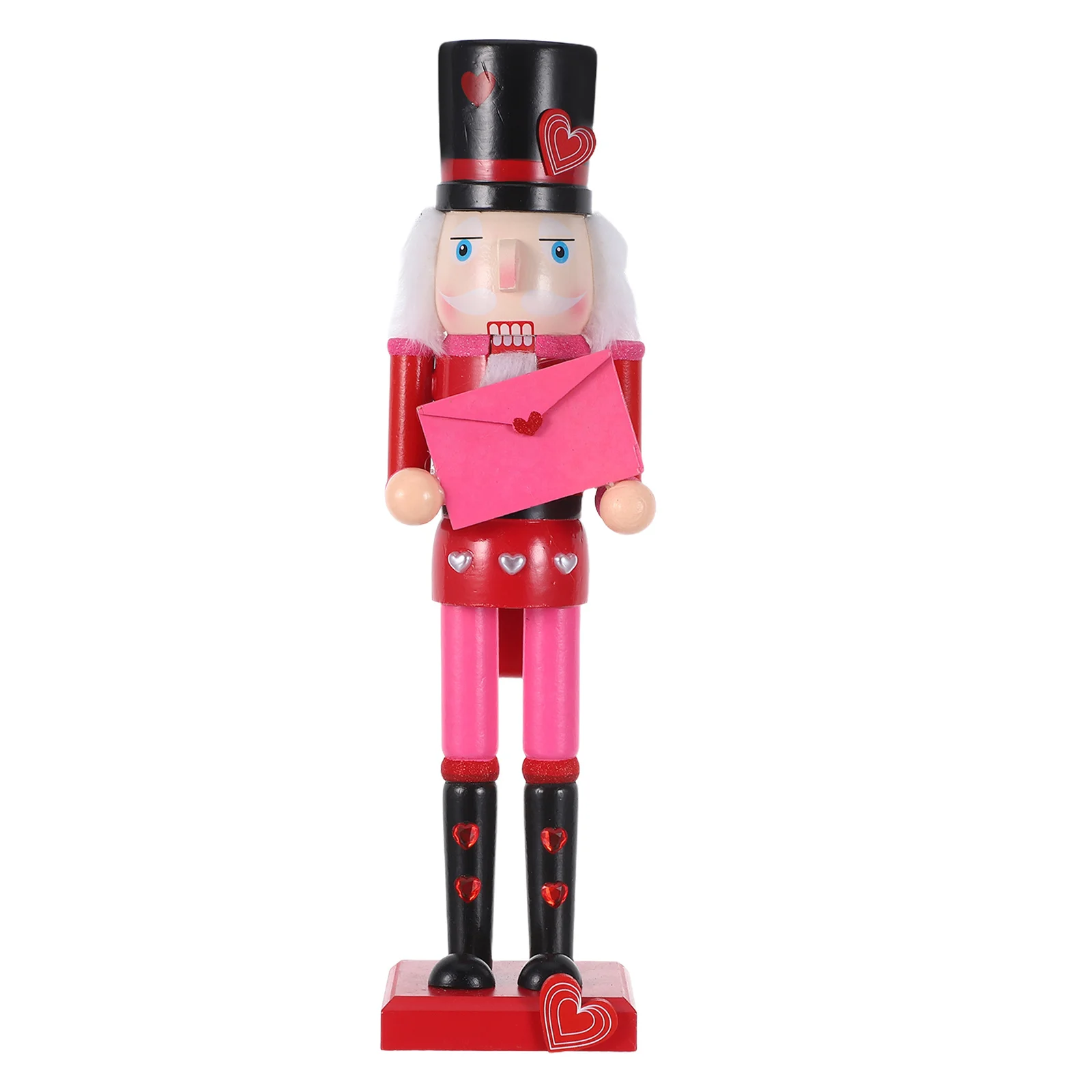 

36Cm Valentine'S Nutcracker Decoration Red Wooden Holiday Mantel Tabletop Display Christmas Ornament