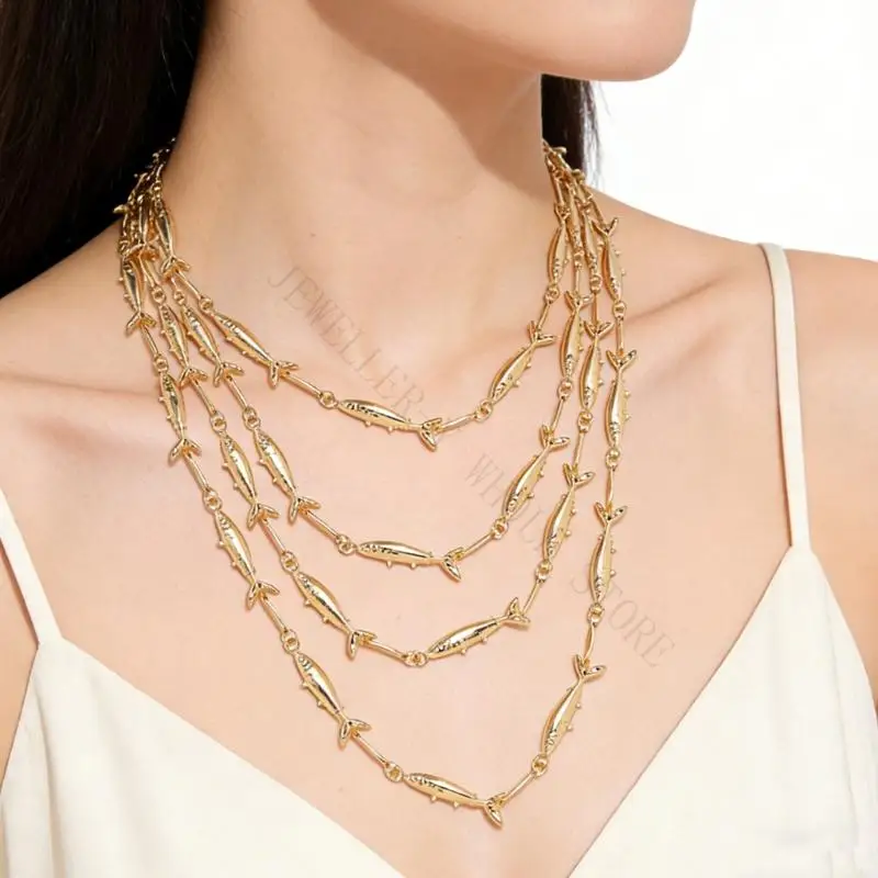 R7UF Delicate Ocean Inspired Necklace Adjustable Length For Various Occasions