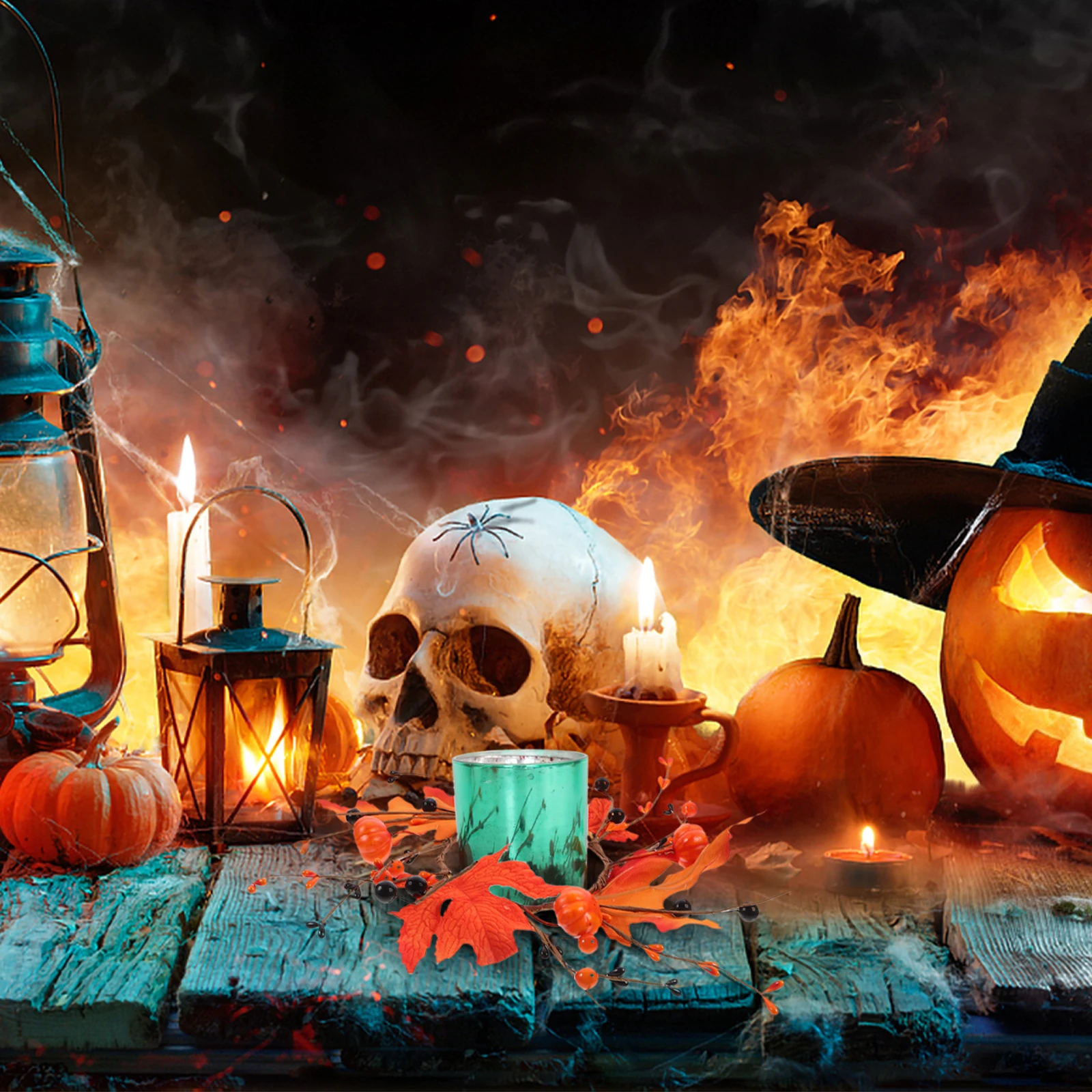 

Fall Thanksgiving Ring Wreath Artificial Maple Leaf Berry Decorative Ring Home Party Decoration Centerpiece Table