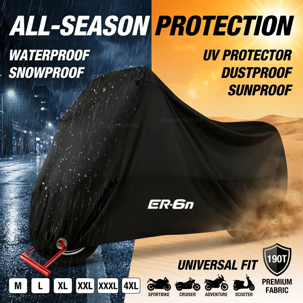 

Водонепроницаемый чехол для мотоцикла Kawasaki ER6N ER 6N ER-6N 2006-2016 2013 2014 190T, защита от пыли, дождя, снега и УФ-излучения