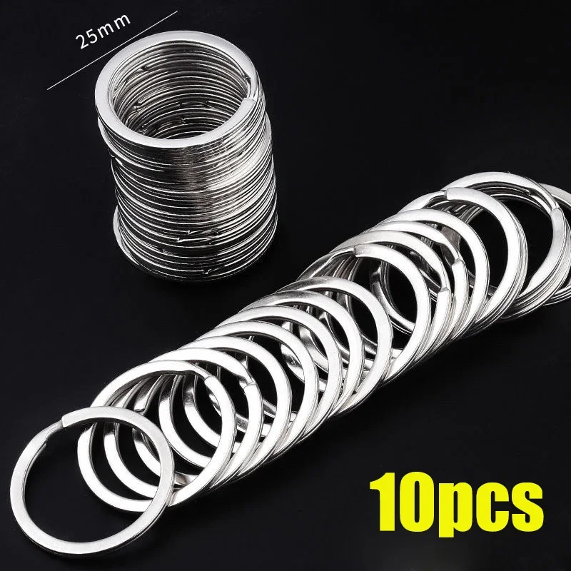 10pcs Stainless Steel Key Rings 25/28/30/32/35mm Round Flat Line Split Rings Keyring for Jewelry Making Keychain DIY Findings