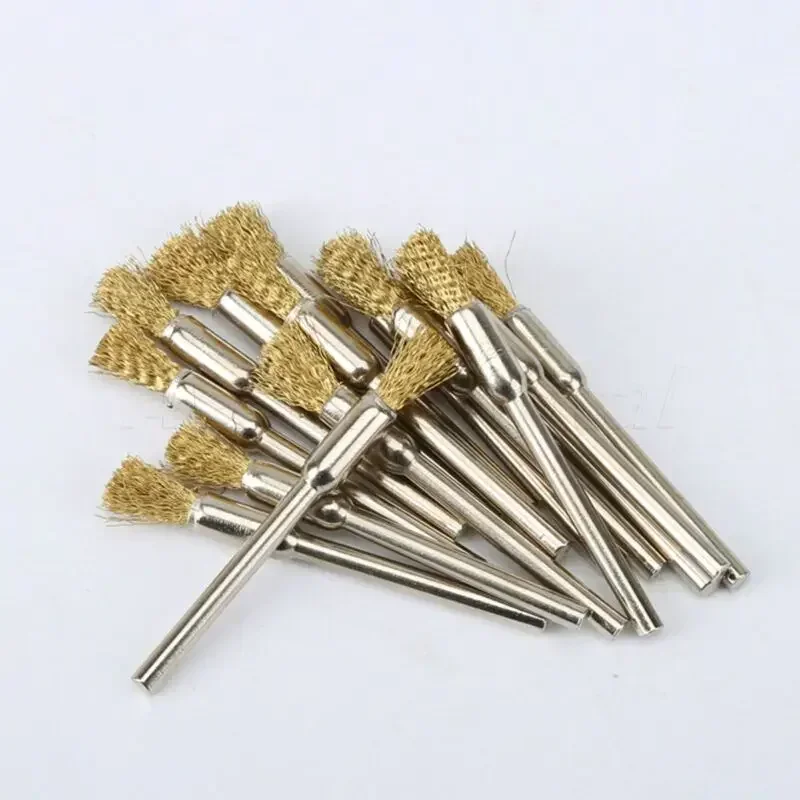 Imagem -03 - Latão Rotary Wire Wheel Lápis Polising Brushes Power Drill Tool Pinos Broca Escova mm 30 Pcs