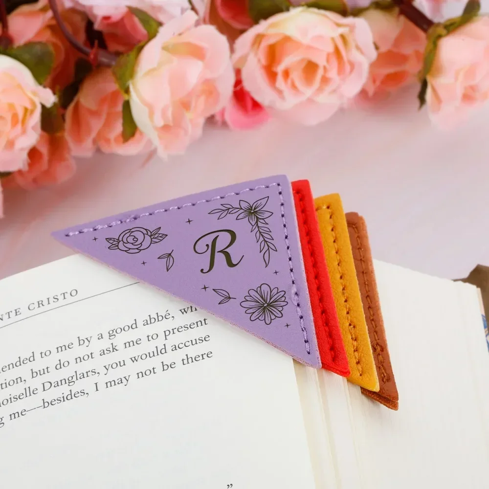 

Personalized Leather Bookmark 5 pcs Custom Name Bookmark Gift for Book Lover Family Teacher Leather Right Angle Corner Bookmarks