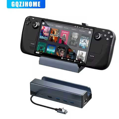 Steam Deck Dock 6-in-1 Docking Station for Steam Deck/ROG Ally with 4K@60HZ HDTV,PD 100W, 3*USB 3.0 Gigabit RJ45 HUB