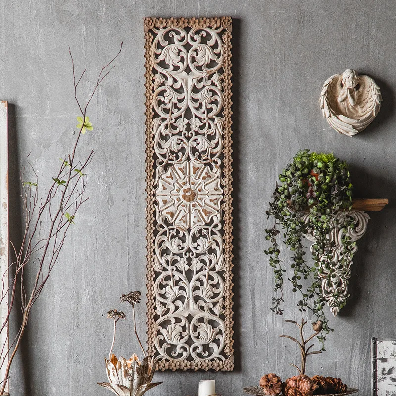

Vintage distressed hollow wall decoration American country wooden wall hanging creative background wall decoration