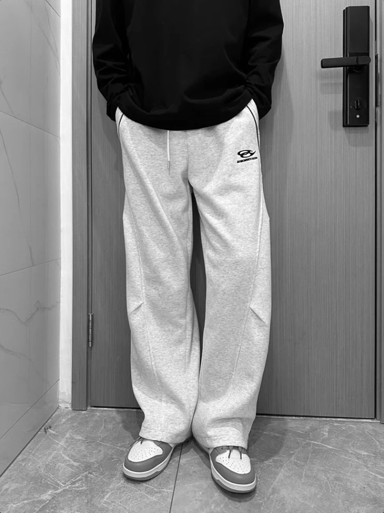 

Новые спортивные штаны на шнурке, мужские повседневные однотонные брюки, прямые брюки для работы на открытом воздухе, весенне-осенняя уличная одежда, мешковатые брюки первой необходимости