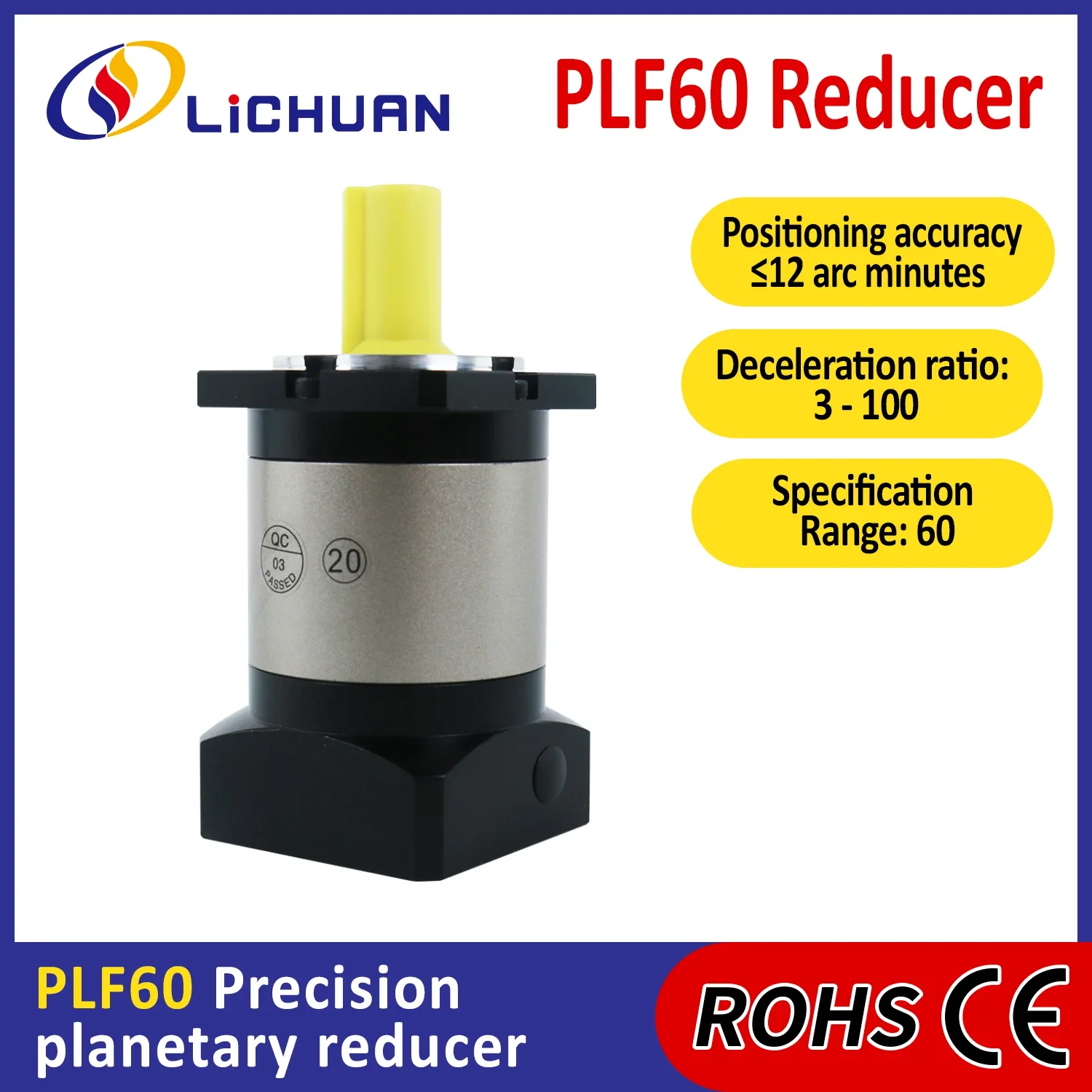 Lichuan PLF60 60mm High Precision Gear Planetary Gearbox Reducer 3:1~100:1 Planetary Reducer Gearbox For Servo & Stepper Motor