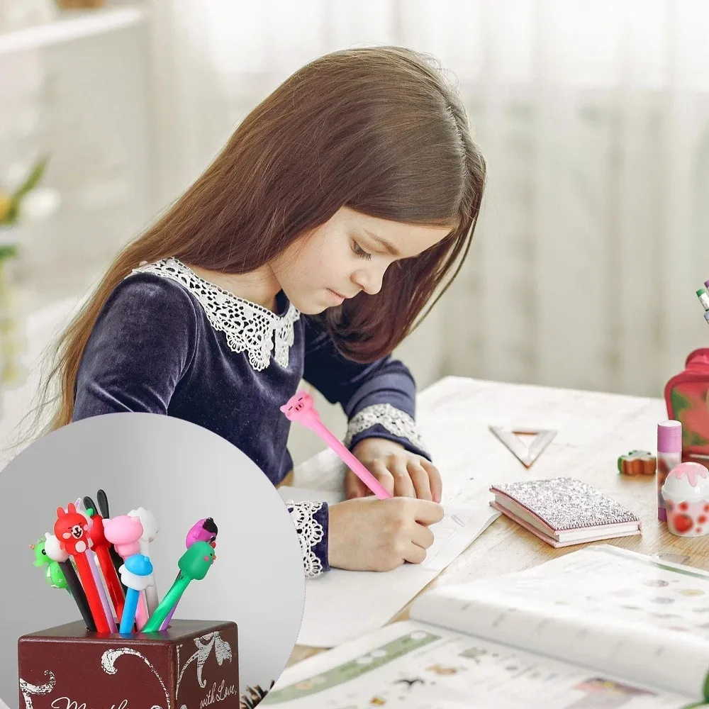

10Pcs/1Set Creative Cartoon Gel Pen 0.5mm Black Ink Pen Cute Animals Kawaii Signature Pen School Writing Pens Stationery