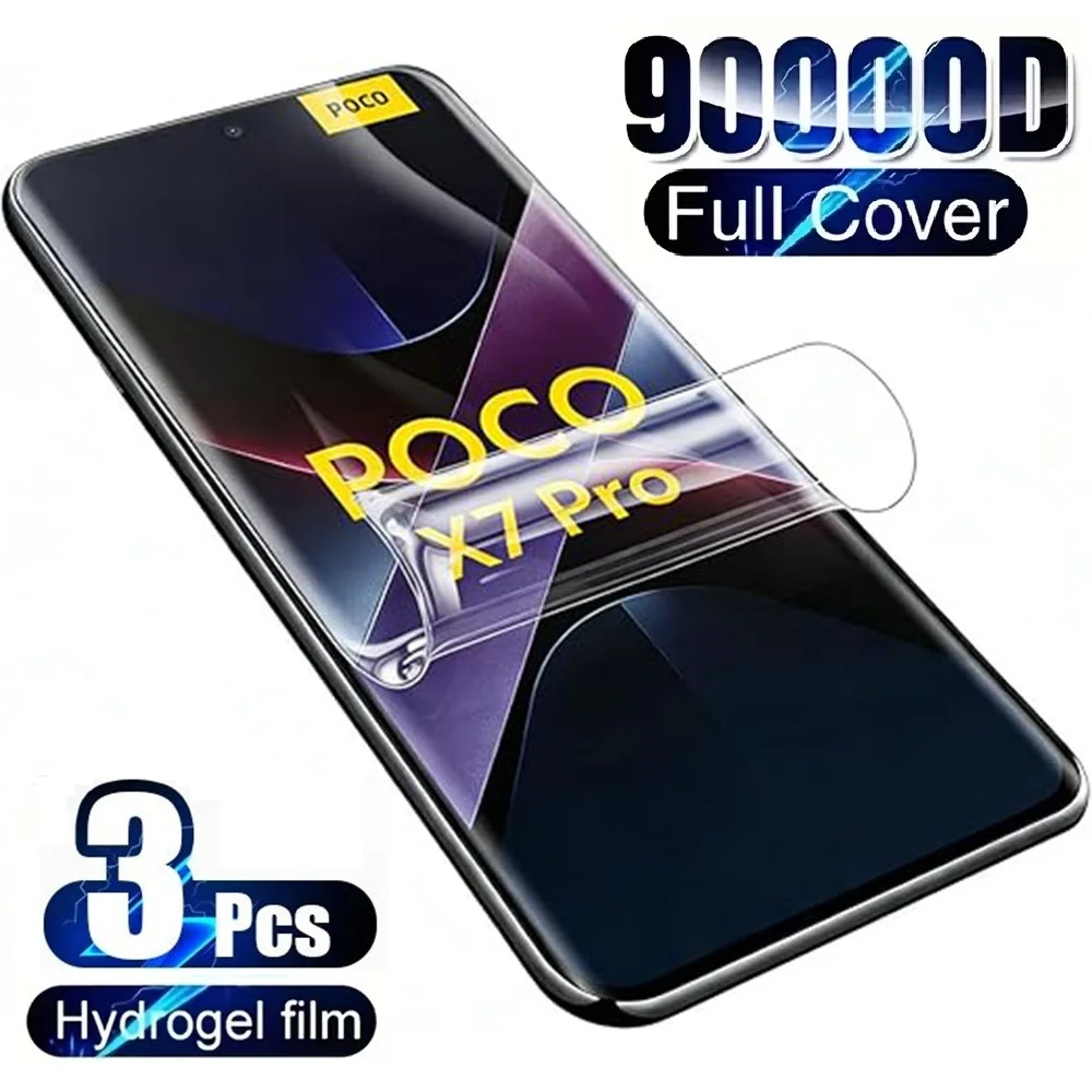 

3 шт. гидрогелевая пленка для Xiaomi POCO M6 M5 M3 Pro 5G Pro, защитные пленки для экрана с полным покрытием для POCO X6 X7 X5 X4 X3 F6 F5 F7 F8 Ultra