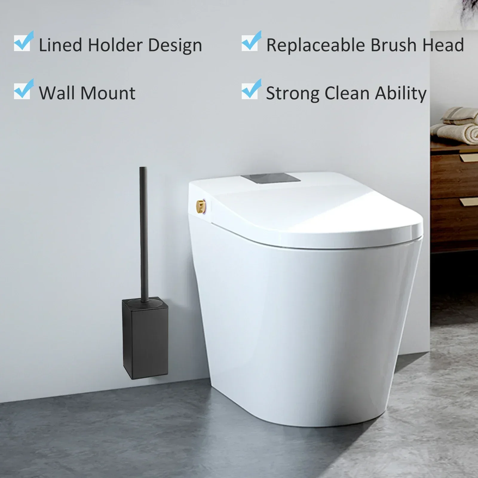 304 Stainless Steel  floor type Toilet Brush Wall Mount Bathroom Cleaning Brush Holder with Toilet Brush Bathroom Accessories