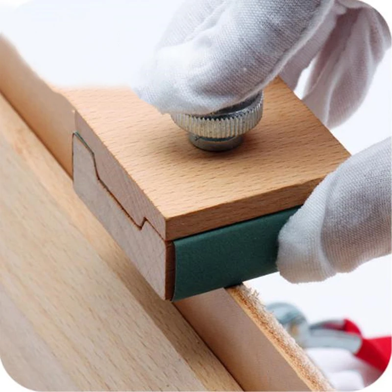 Handmade Leather Tools Natural Wood Sandpaper Sanding Block Vegetable Tanned Leather Edge Banding Polished Edge Treatment