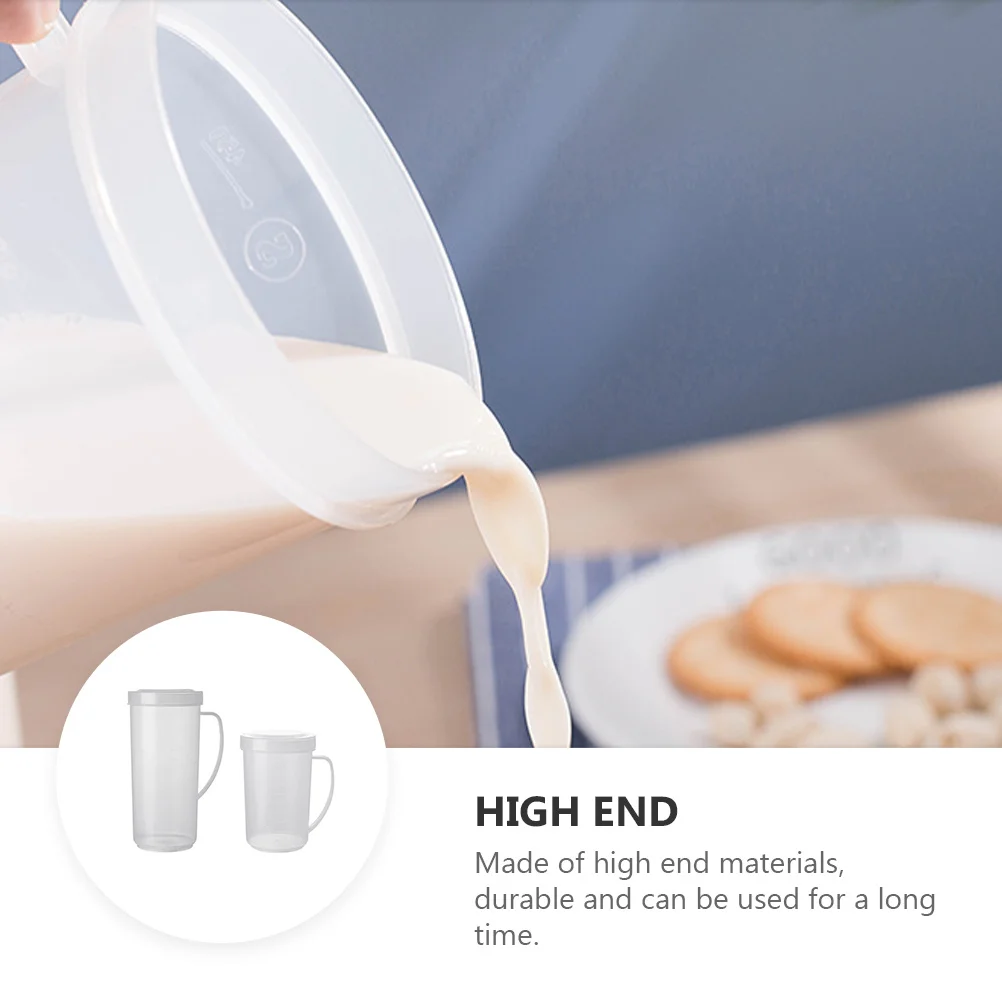 

2pcs Plastic Measuring Cups Milk Jug With Scale For Coffee Juice Breakfast Jug Kitchen Supply Home Tableware Microwave Oven Safe