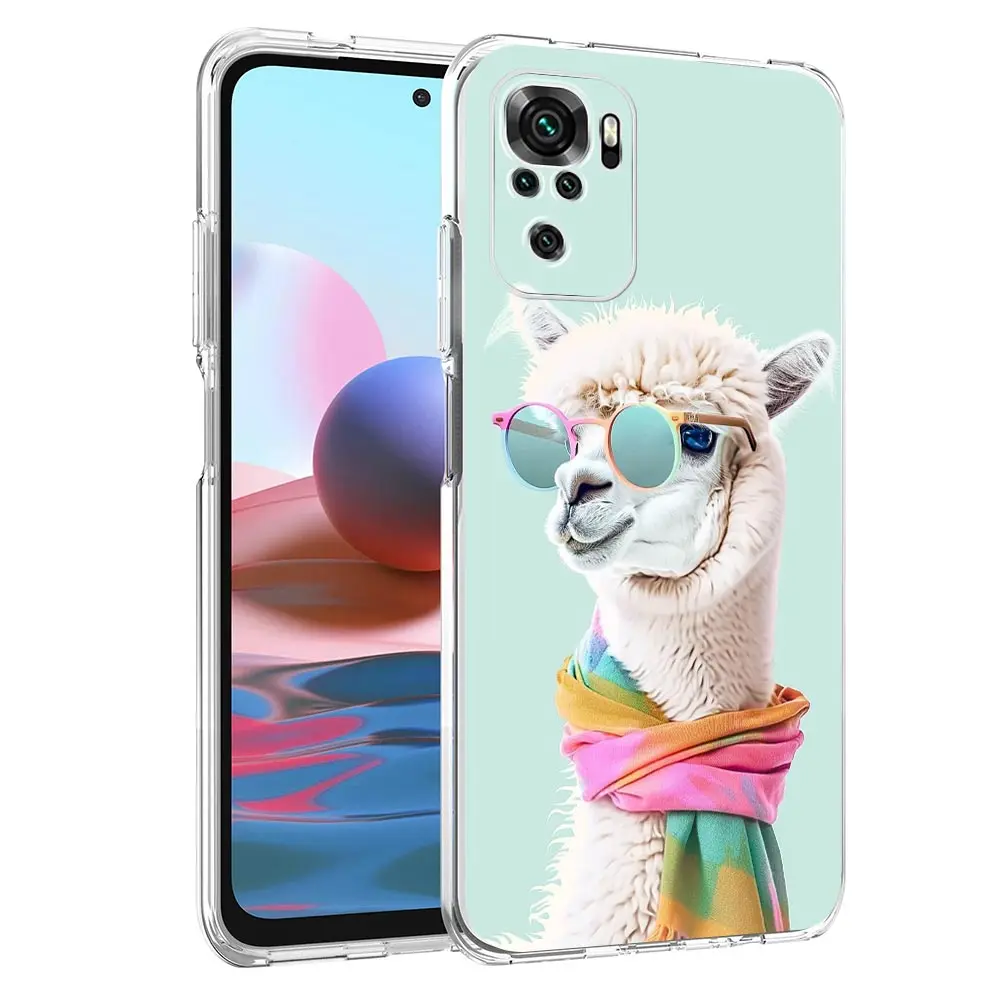 Kawaii Alpaca lovely Phone Case For Xiaomi Redmi Note 13 12 5G 9S 9 8 10 11 Pro 4G 9T 13C 12C 10C 9C 9A 7 Clear Silicone Cover