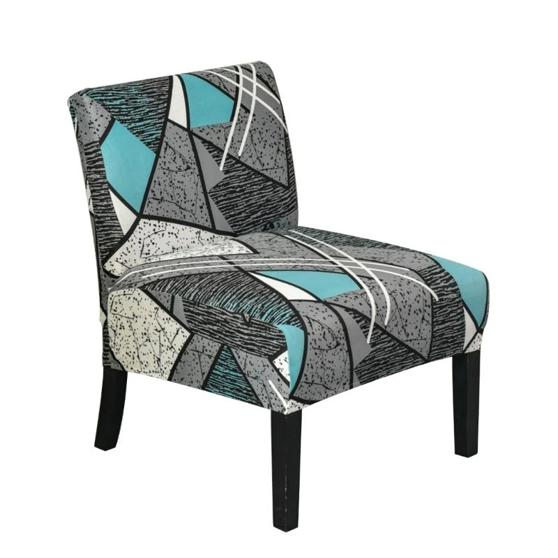 H8WB Armless Chair Covers Comfortable Color Print Stretchable Slipcover 1PC for Living Room Dining Room Single Sofa Use