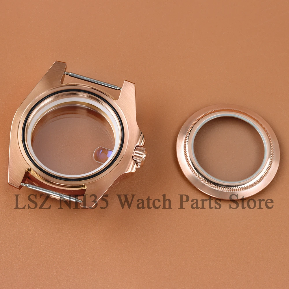 Rose Gold Stainless Steel 40MM NH35 Watch Case For GMT Yacht-master NH34 NH35 NH36 NH38 Movement 28.5mm Dial Sapphire Glass Case