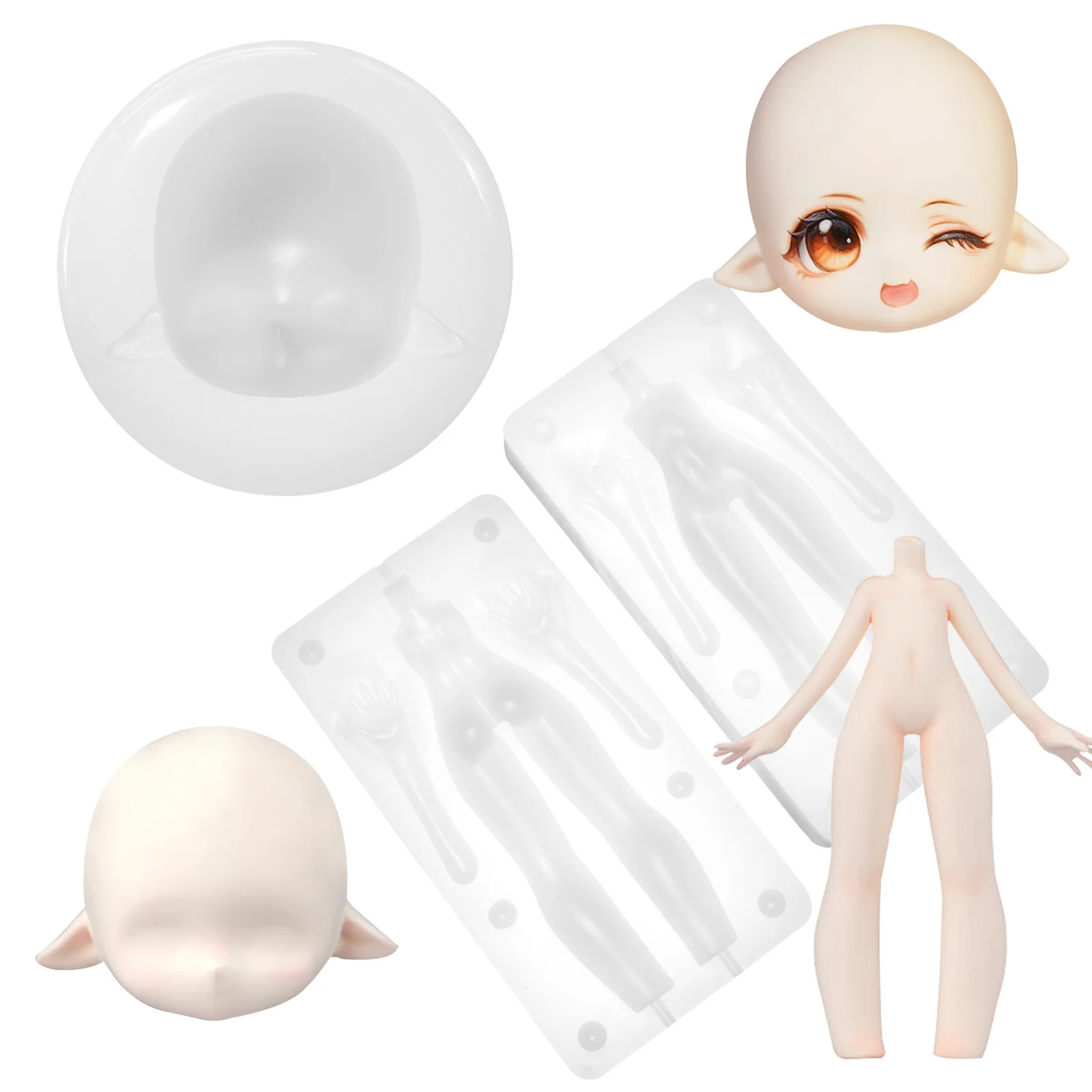 3-teiliges Puppenfiguren-Formset, 3D-Puppenkörper-Gesicht-Kopf-Form aus Polymer-Ton für Ultraleicht-Tonprojekte – Detail 1