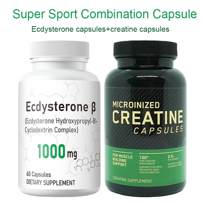 2 Bottle 120 Pillsecdysterone capsules+creatine monohydrate capsules increase muscle mass  strength support development