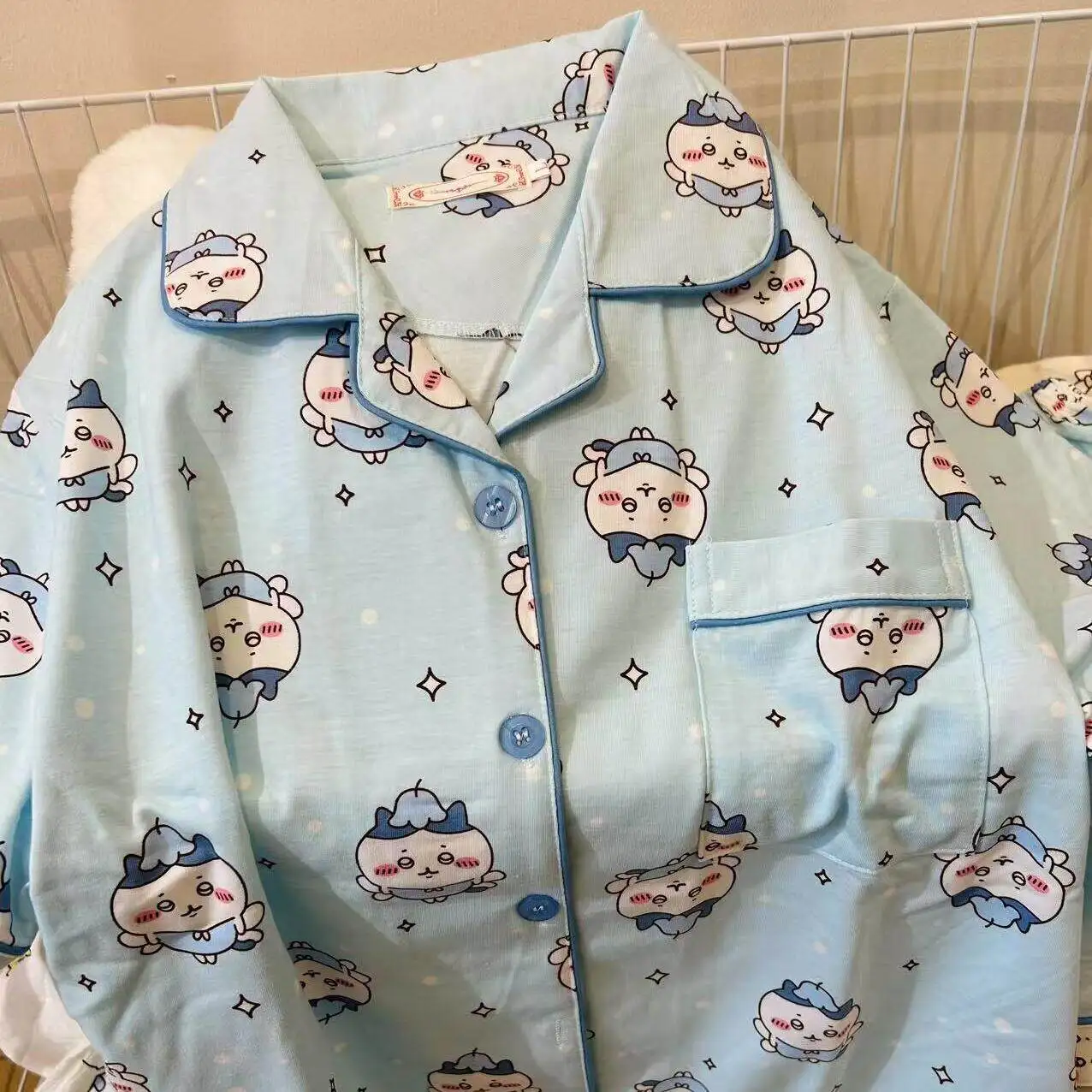 Chiikawa Women Pajamas Set Usagi Hachiware Summer Short Sleeve Shorts Thin Soft Loungewear Student Kawaii Cute Cartoon Homewear