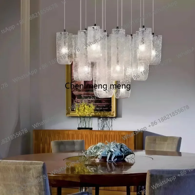 Asmt49 Glass staircase chandelier retro living room, duplex, hotel, light luxury villa lamps