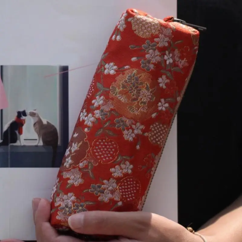 مقلمة فنية مطرزة بالزهور من القماش لحقائب القلم للفنانين الطلاب F19E #5