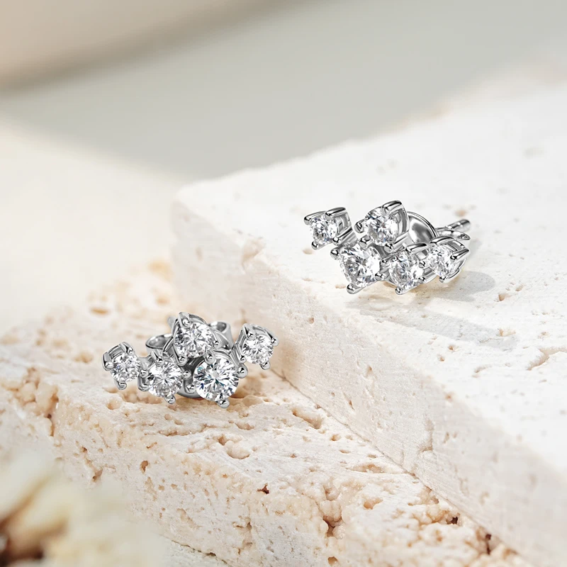 IOGOU 3mm&2.5mm&2mm D VVS1 Moissanite Diamond Stud Earrings for Women 925 Silver Accessories High Quality Jewelry Engagement