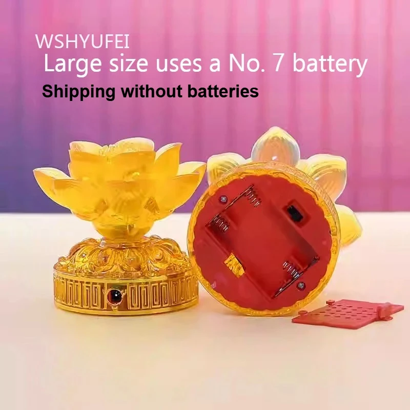 LED Colorful Lotus Lantern Shrine Changming Handheld Lamp Buddha Hall Yellow Seven Star Lamp Buddhist Ornaments and Decorations