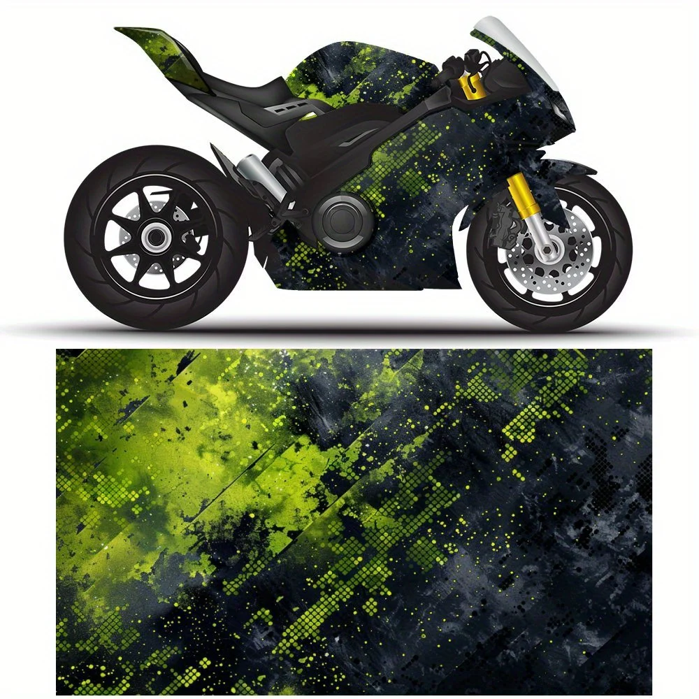 

Green and Black Pixel Design Motorcycle Vinyl Wrap, Waterproof Removable Decal Sticker, Universal Fit for Motorbikes, Durable An